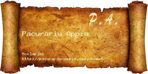 Pacurariu Appia névjegykártya